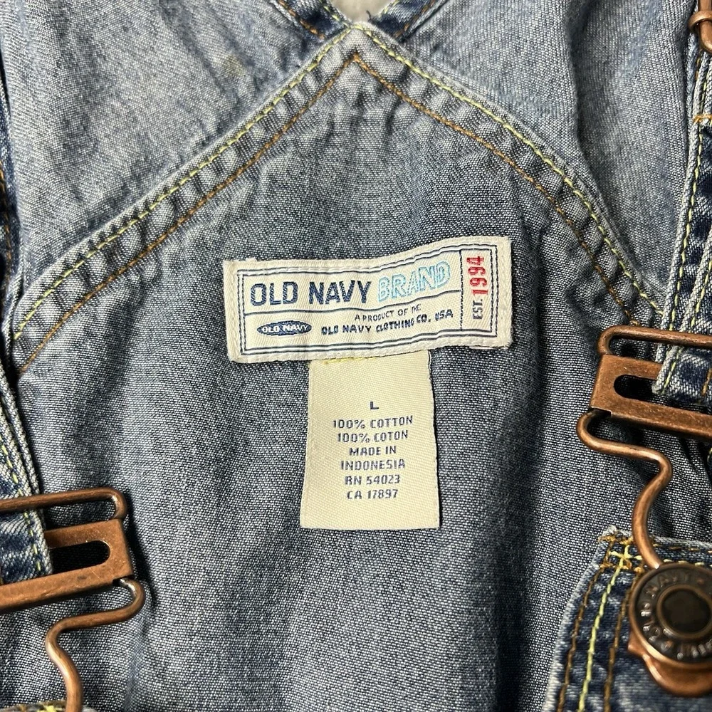 Old Navy Overalls Men Large Blue Utility Carpenter Workwear Denim Bib
